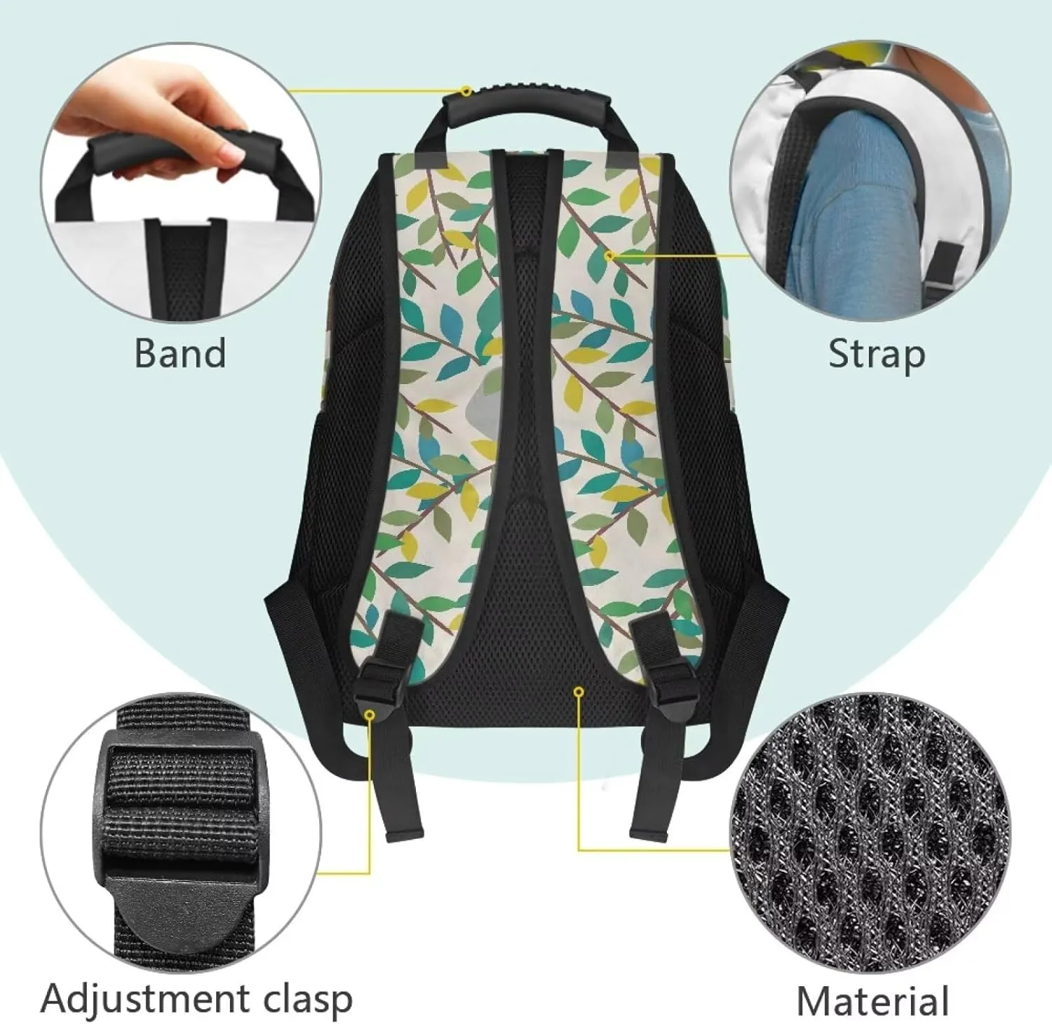 Koala Bags for Men Computer Leaf Backpacks with 2 Compartments for Laptops Sturdy Book Bag for Travel Hiking Camping & Daily Use
