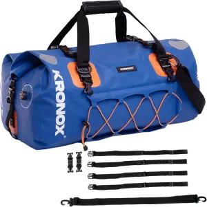KRONOX Motorcycle Duffel Bag Waterproof, 25L Blue – Durable Motorcycle Luggage & Saddle Bags. Back Seat Dry Bag for Travel, Commute & Dirt Bike Gear