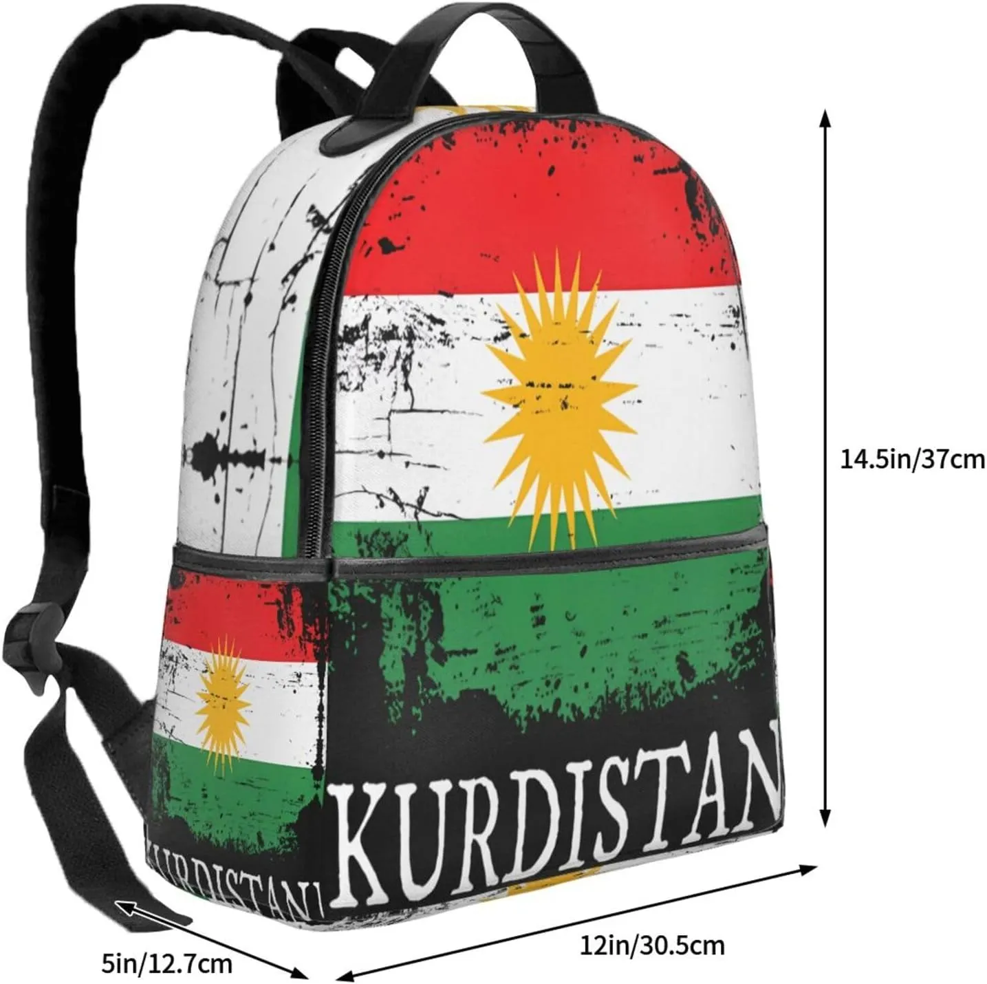 Kurdistan Kurdish Flag Casual Backpacks Laptop Backpack Carry-on Daypack Sports Travel Rucksack Lightweight Working Bag for Outdoor Hiking Cycling Walking