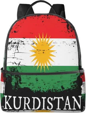 Kurdistan Kurdish Flag Casual Backpacks Laptop Backpack Carry-on Daypack Sports Travel Rucksack Lightweight Working Bag for Outdoor Hiking Cycling Walking
