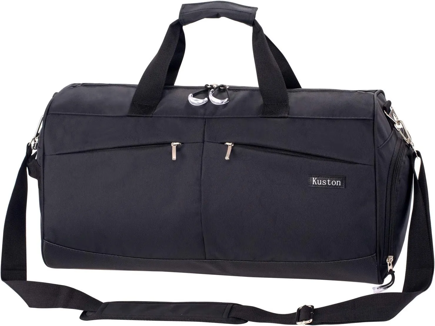 Kuston Sports Gym Bag with Shoes Compartment &Wet Pocket Gym Duffel Bag Overnight Bag for Men and Women-Black