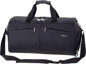 Kuston Sports Gym Bag with Shoes Compartment &Wet Pocket Gym Duffel Bag Overnight Bag for Men and Women-Black