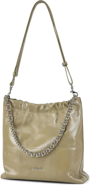 LA FESTIN Split Leather Shoulder Bag for Women with Adjustable Strap, Chain Detail, Elegant Women's Crossbody Handbags