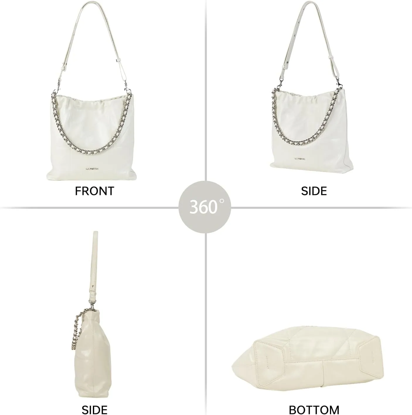 LA FESTIN Split Leather Shoulder Bag for Women with Adjustable Strap, Chain Detail, Elegant Women's Crossbody Handbags
