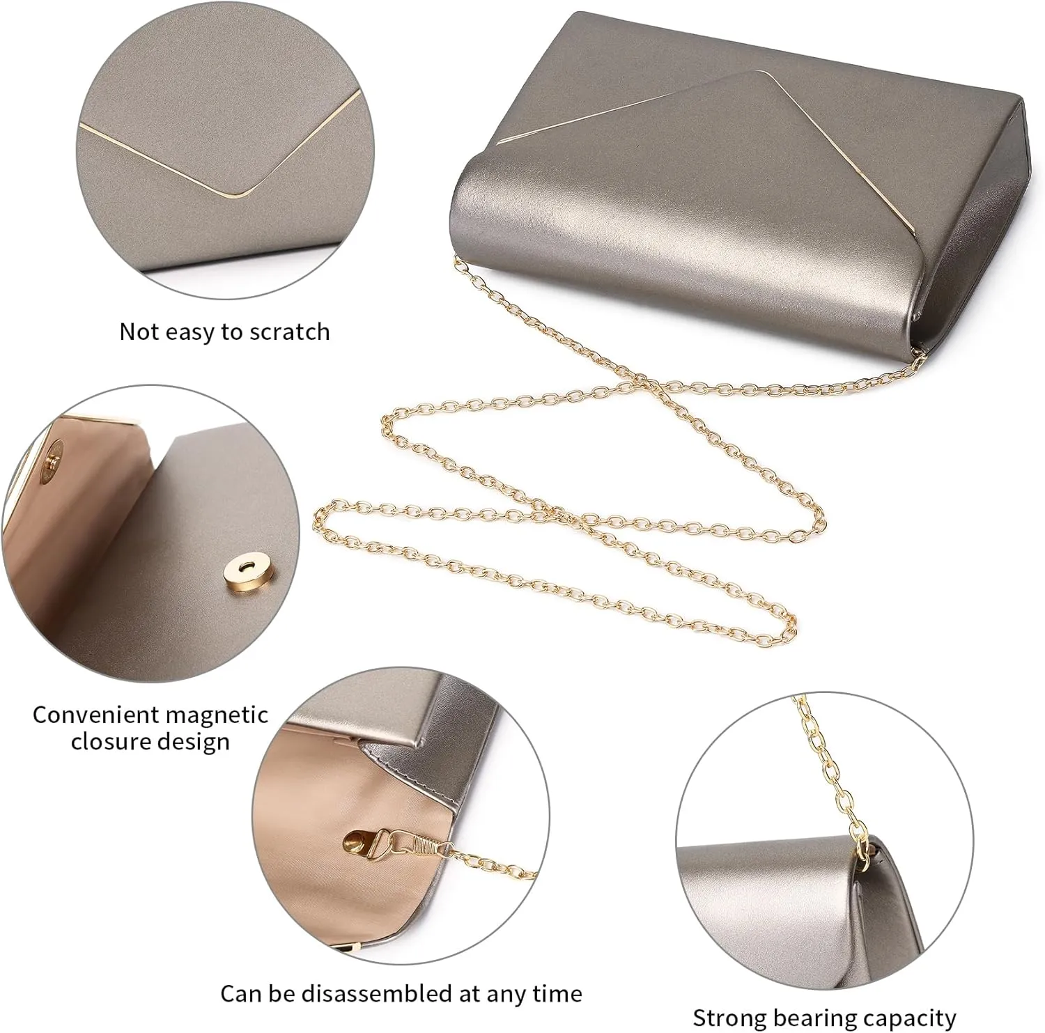 Labair Chic Vegan Leather Clutch Bag Envelope Clutch Purses for Women Evening Wedding Formal Party Handbag.