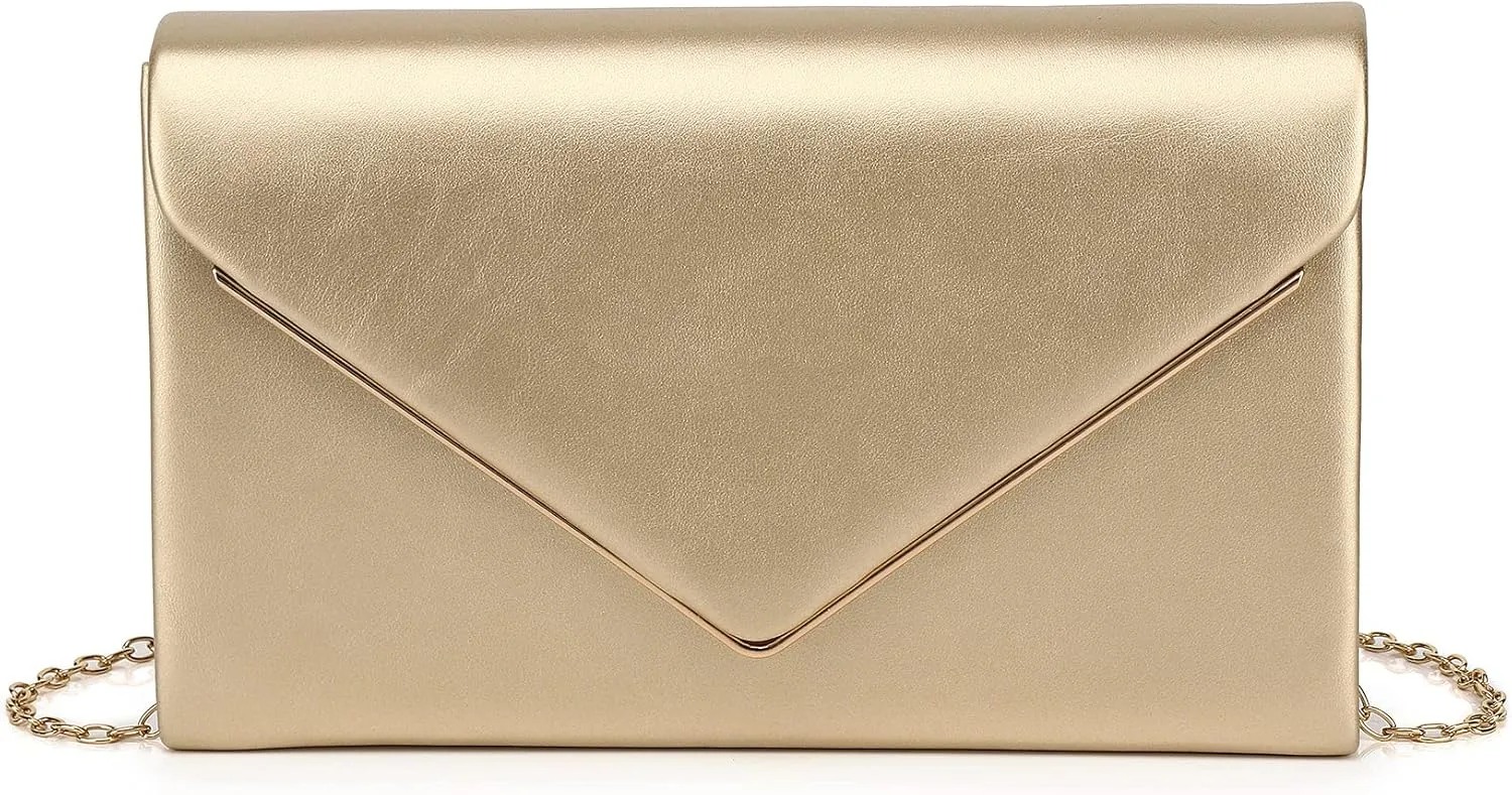 Labair Chic Vegan Leather Clutch Bag Envelope Clutch Purses for Women Evening Wedding Formal Party Handbag.