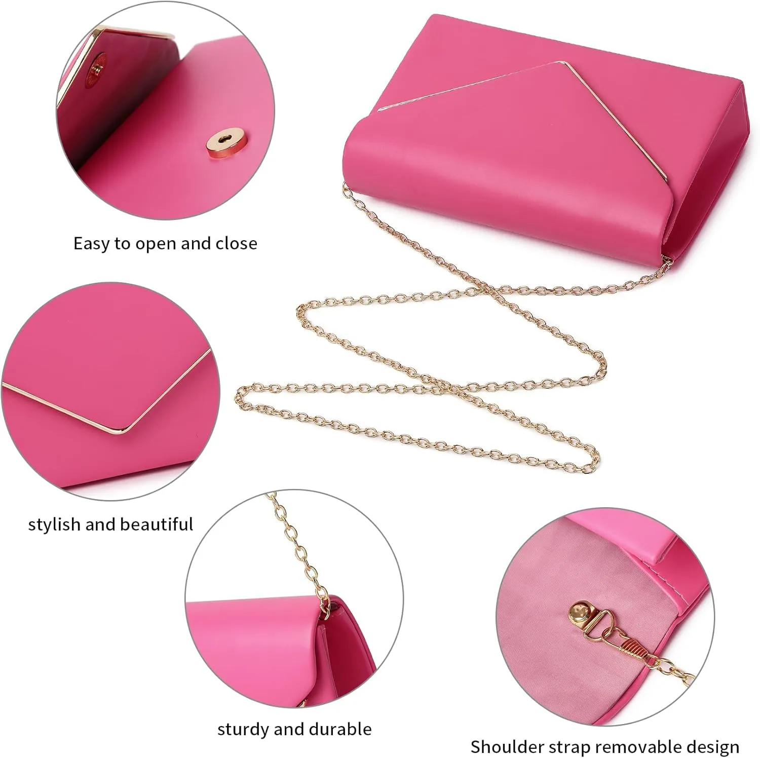 Labair Chic Vegan Leather Clutch Bag Envelope Clutch Purses for Women Evening Wedding Formal Party Handbag.