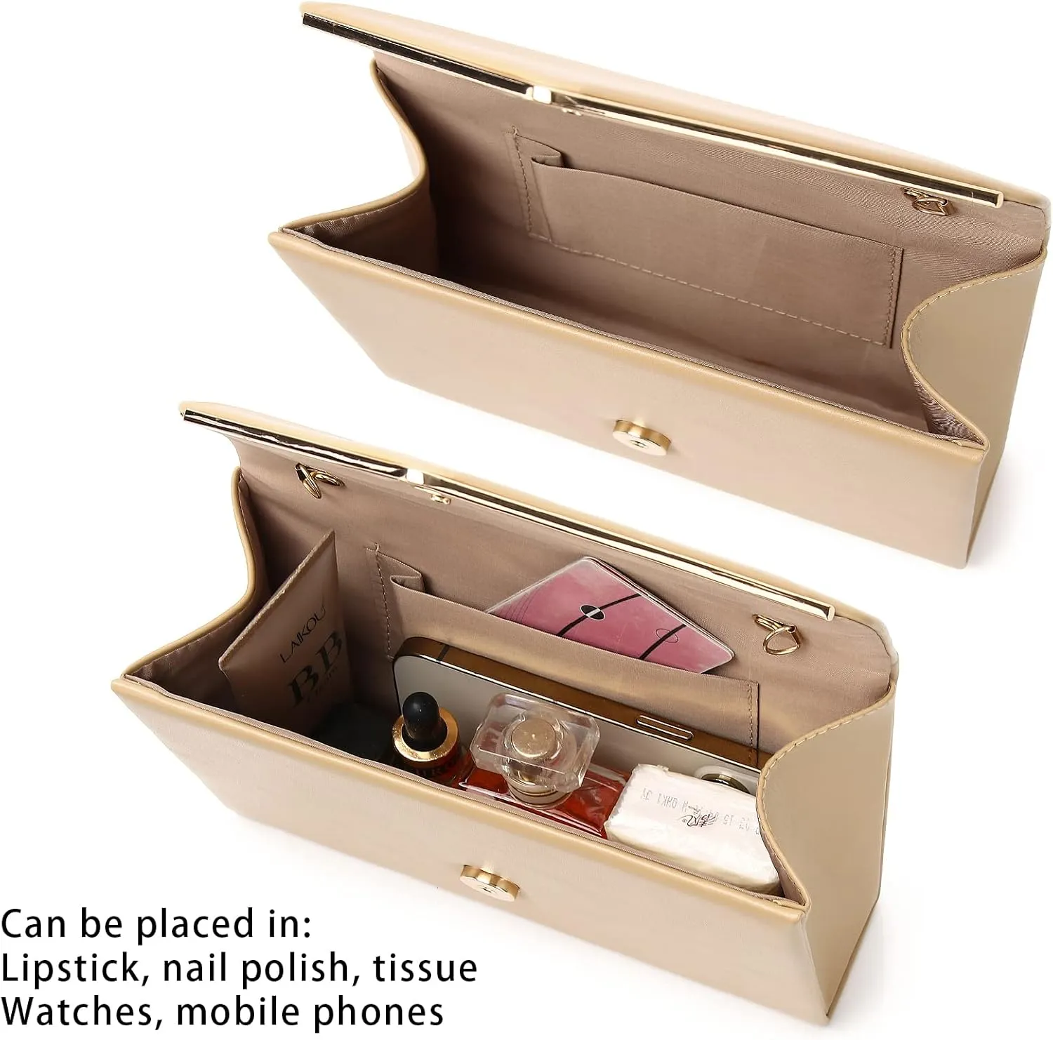 Labair Chic Vegan Leather Clutch Bag Envelope Clutch Purses for Women Evening Wedding Formal Party Handbag.