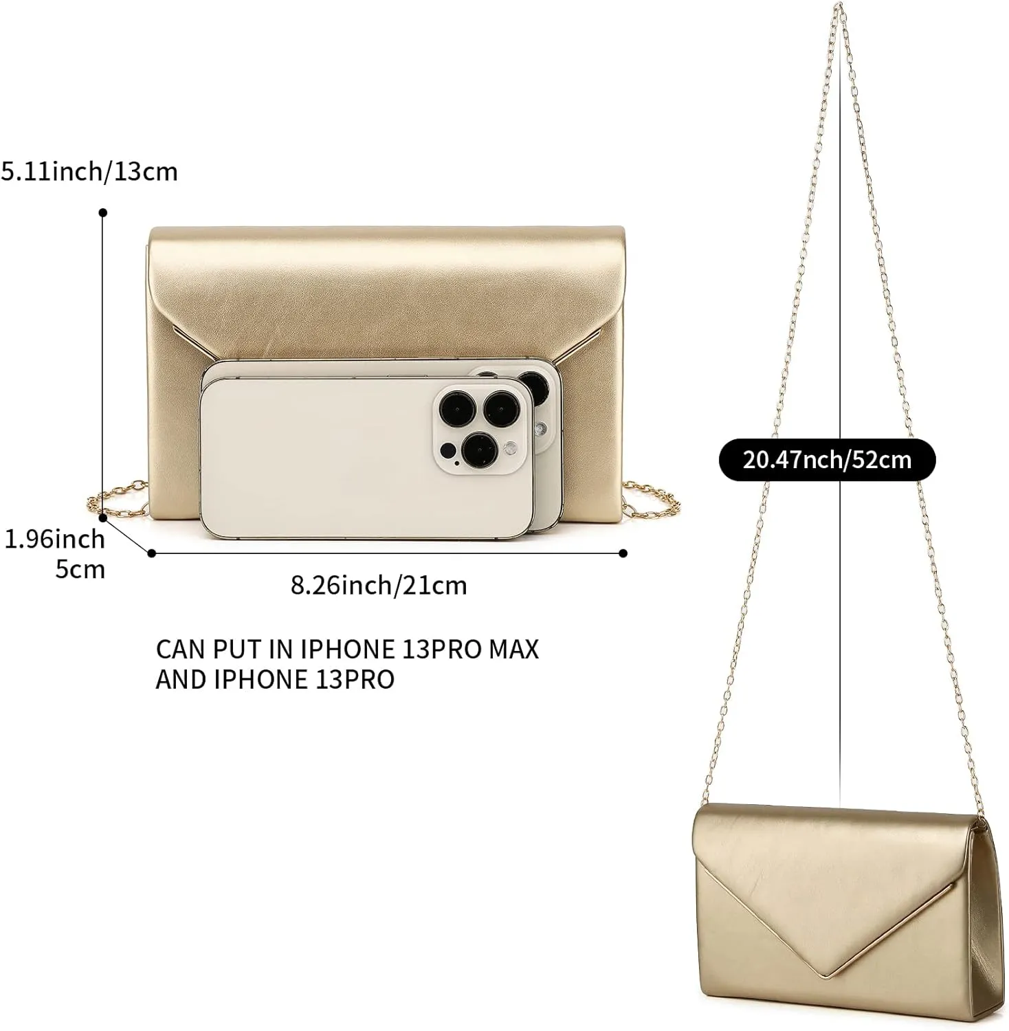 Labair Chic Vegan Leather Clutch Bag Envelope Clutch Purses for Women Evening Wedding Formal Party Handbag.