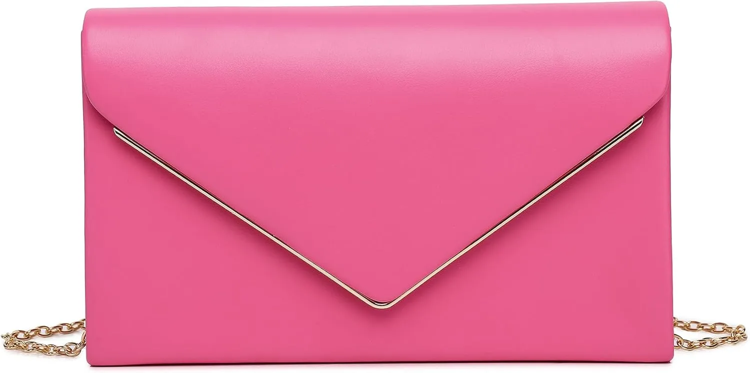 Labair Chic Vegan Leather Clutch Bag Envelope Clutch Purses for Women Evening Wedding Formal Party Handbag.