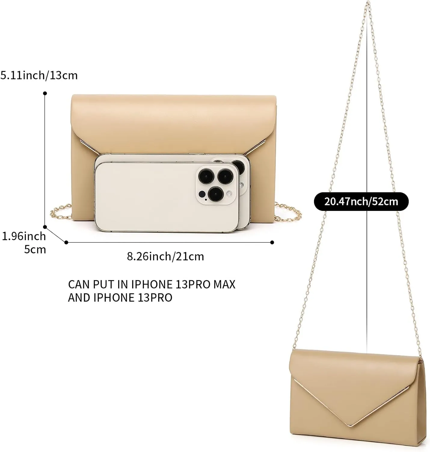Labair Chic Vegan Leather Clutch Bag Envelope Clutch Purses for Women Evening Wedding Formal Party Handbag.