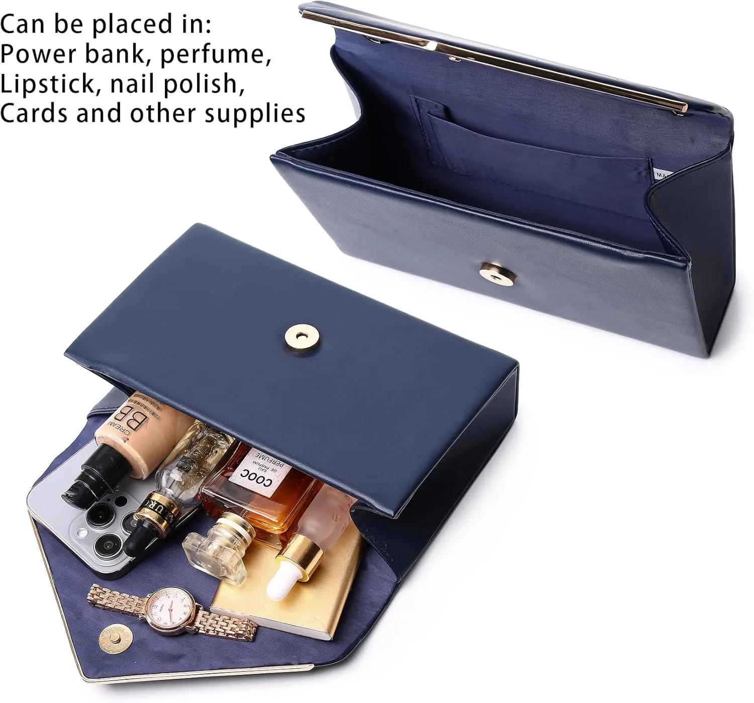 Labair Chic Vegan Leather Clutch Bag Envelope Clutch Purses for Women Evening Wedding Formal Party Handbag.