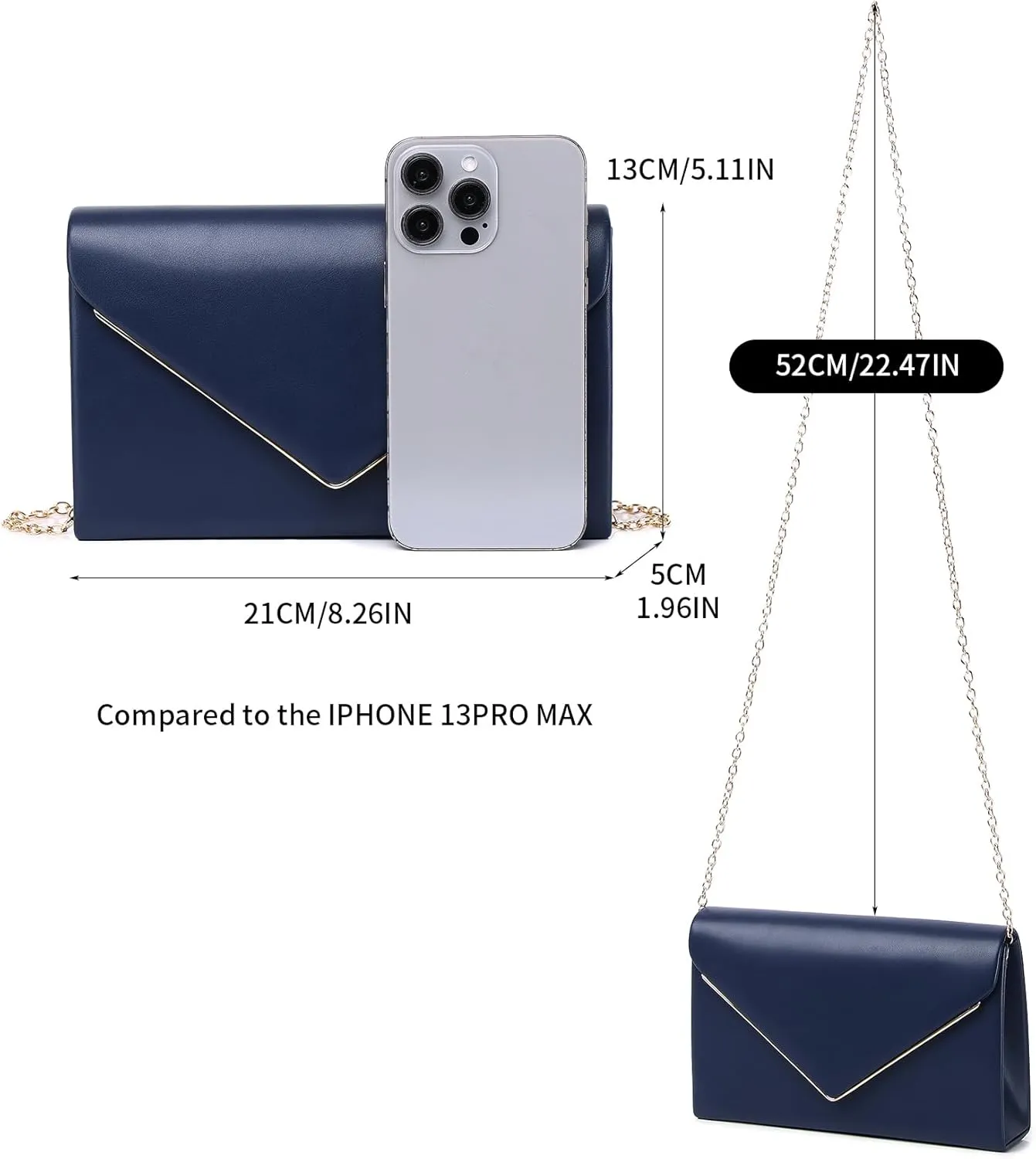 Labair Chic Vegan Leather Clutch Bag Envelope Clutch Purses for Women Evening Wedding Formal Party Handbag.