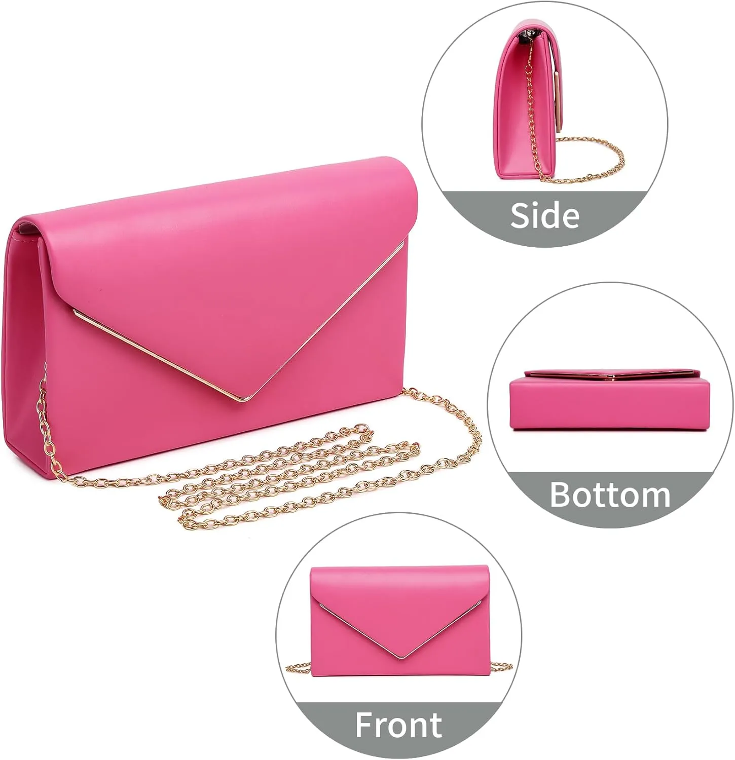 Labair Chic Vegan Leather Clutch Bag Envelope Clutch Purses for Women Evening Wedding Formal Party Handbag.