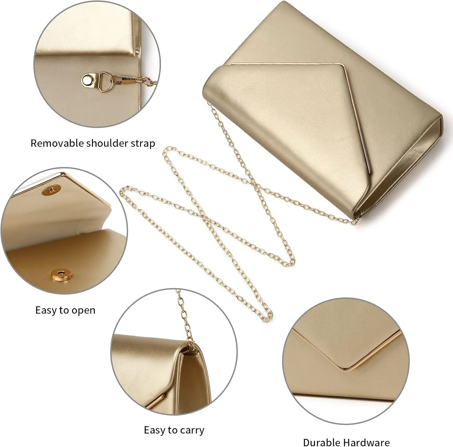 Labair Chic Vegan Leather Clutch Bag Envelope Clutch Purses for Women Evening Wedding Formal Party Handbag.