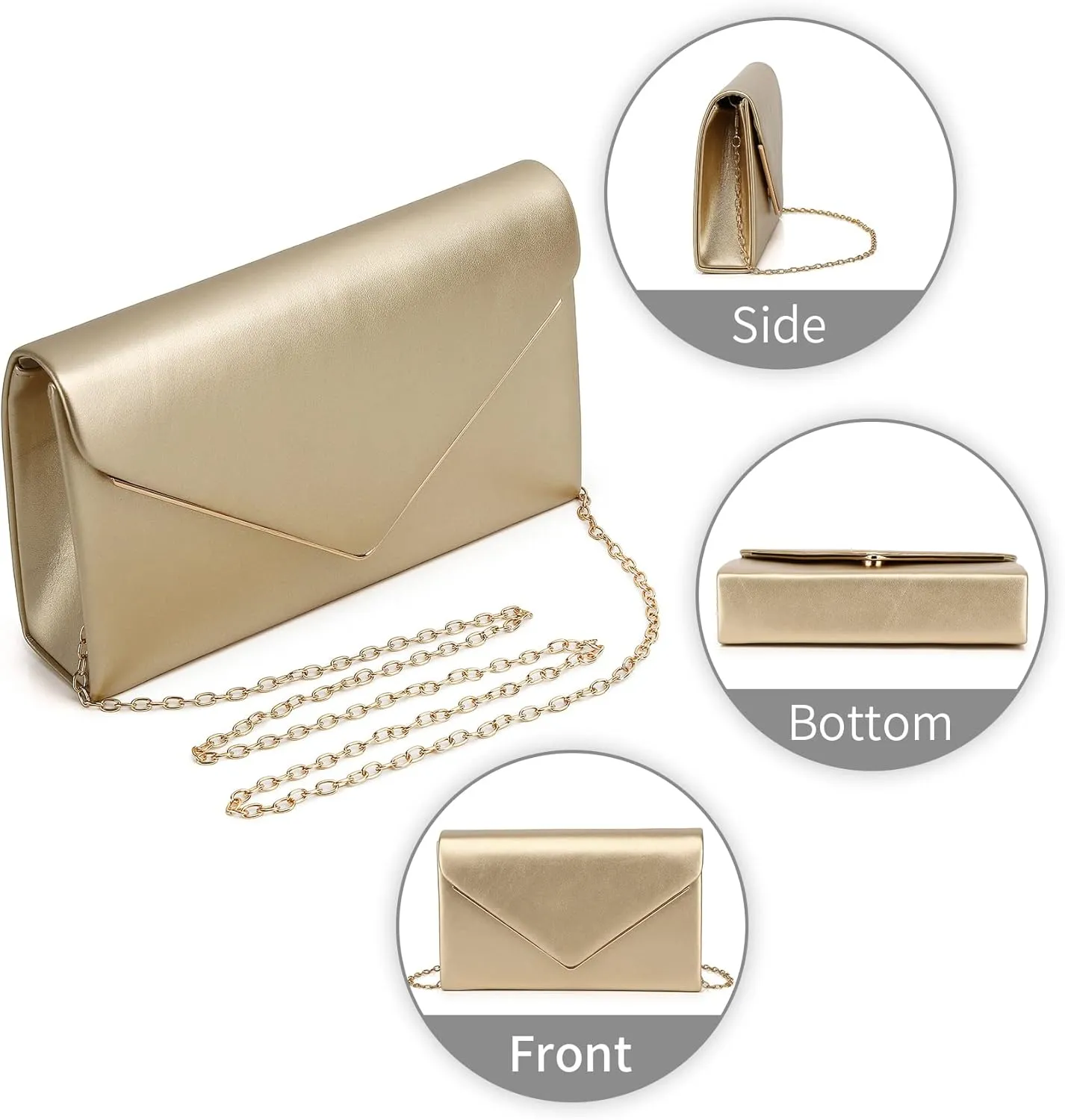 Labair Chic Vegan Leather Clutch Bag Envelope Clutch Purses for Women Evening Wedding Formal Party Handbag.