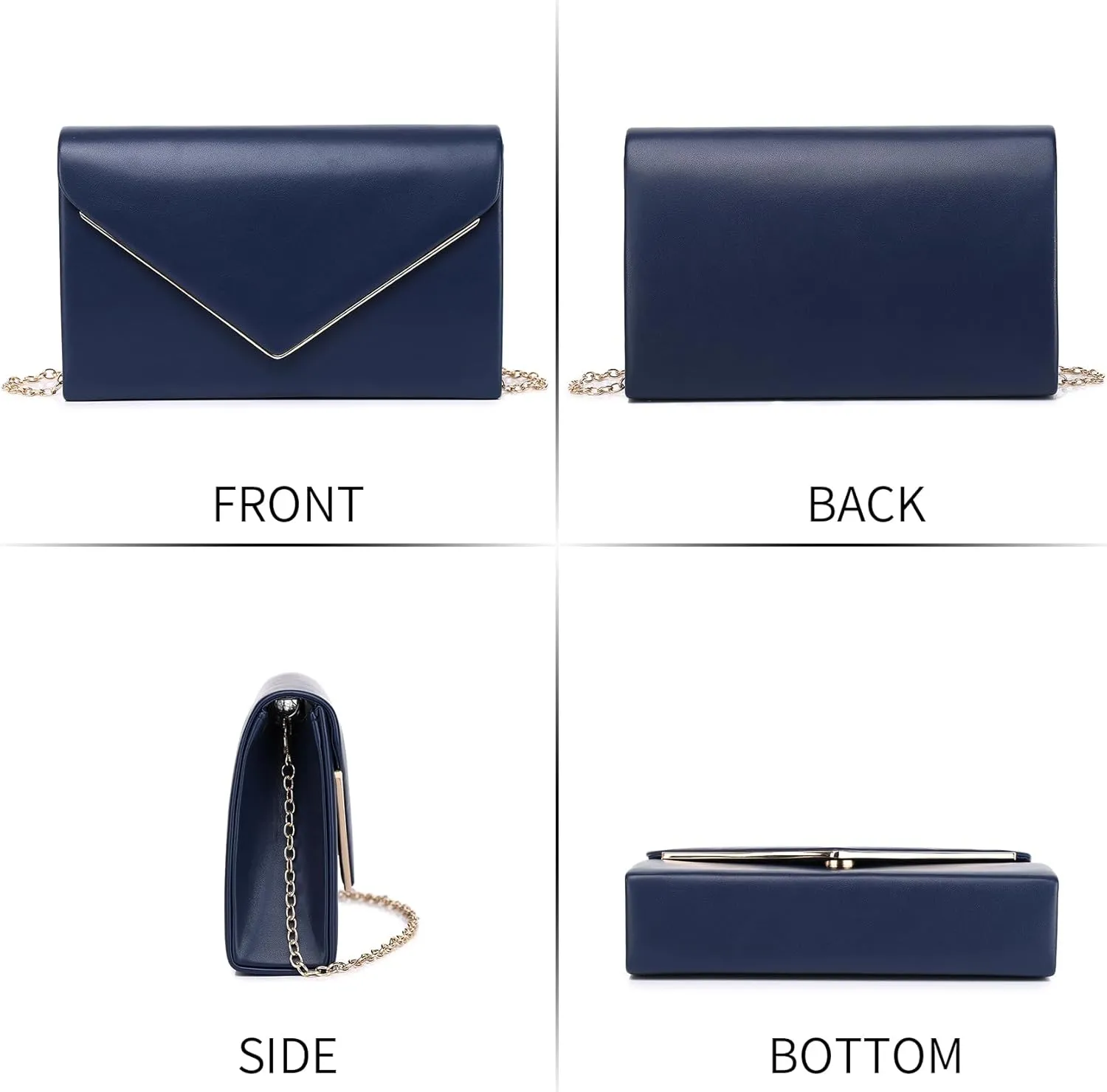 Labair Chic Vegan Leather Clutch Bag Envelope Clutch Purses for Women Evening Wedding Formal Party Handbag.