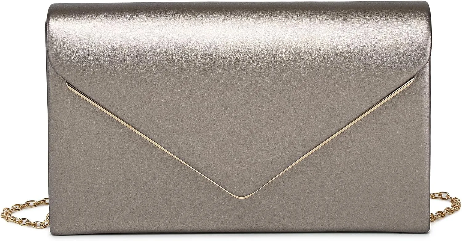 Labair Chic Vegan Leather Clutch Bag Envelope Clutch Purses for Women Evening Wedding Formal Party Handbag.