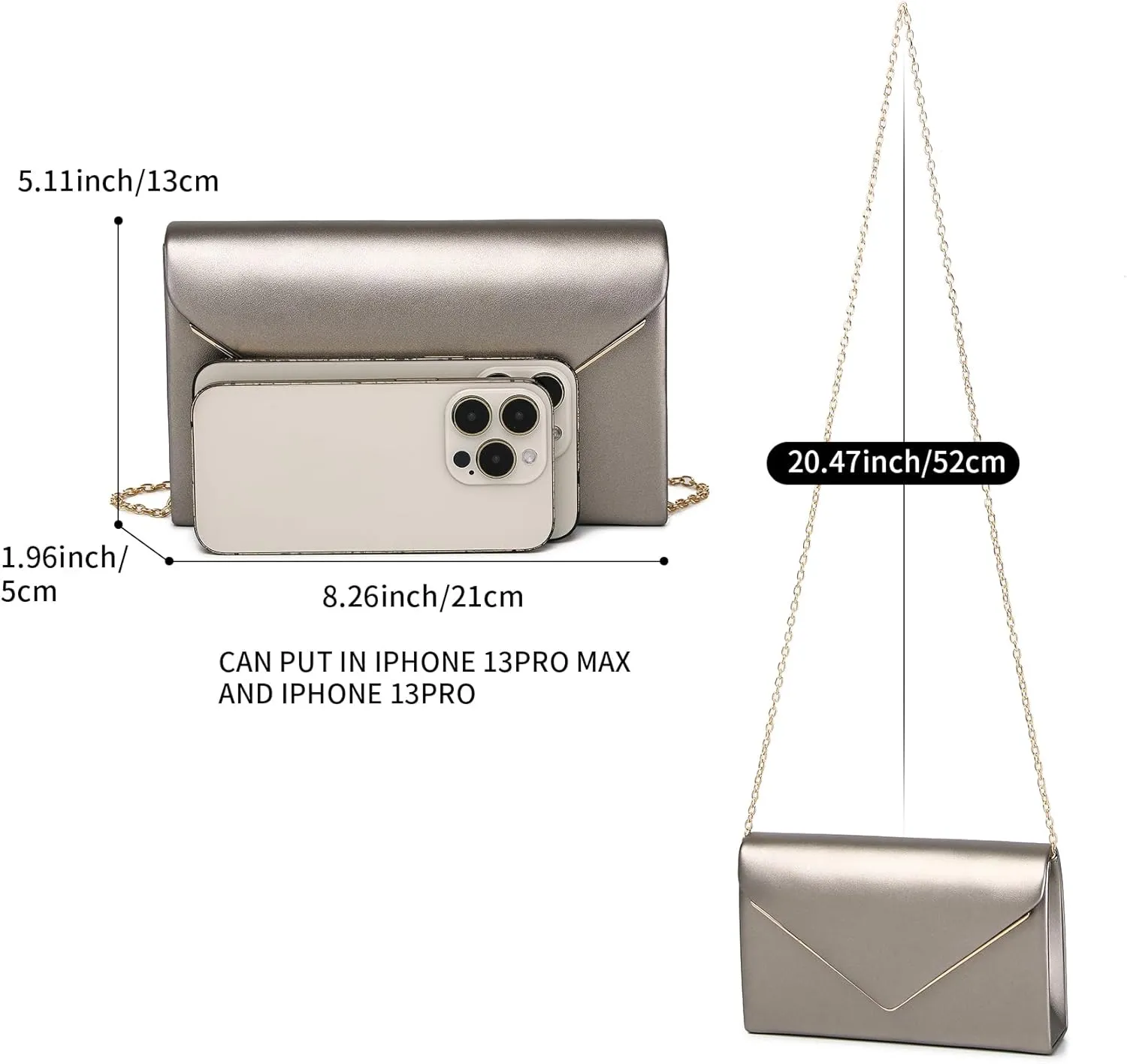 Labair Chic Vegan Leather Clutch Bag Envelope Clutch Purses for Women Evening Wedding Formal Party Handbag.