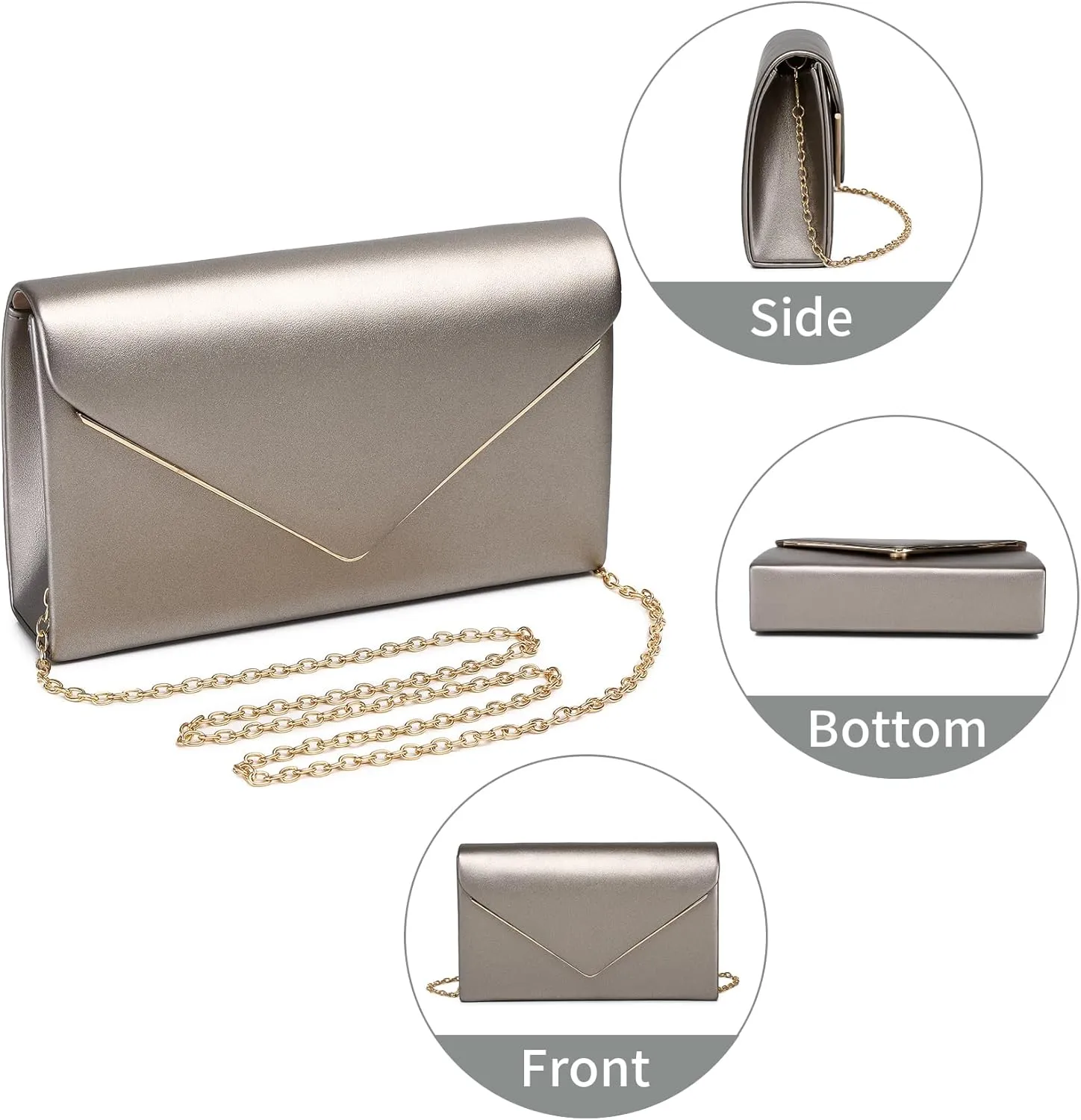 Labair Chic Vegan Leather Clutch Bag Envelope Clutch Purses for Women Evening Wedding Formal Party Handbag.