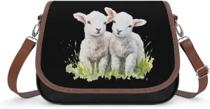 Lambs Sheep in The Grass Crossbody Bags for Women Shoulder Bag Flap Handbags Leather Cross Body Purse