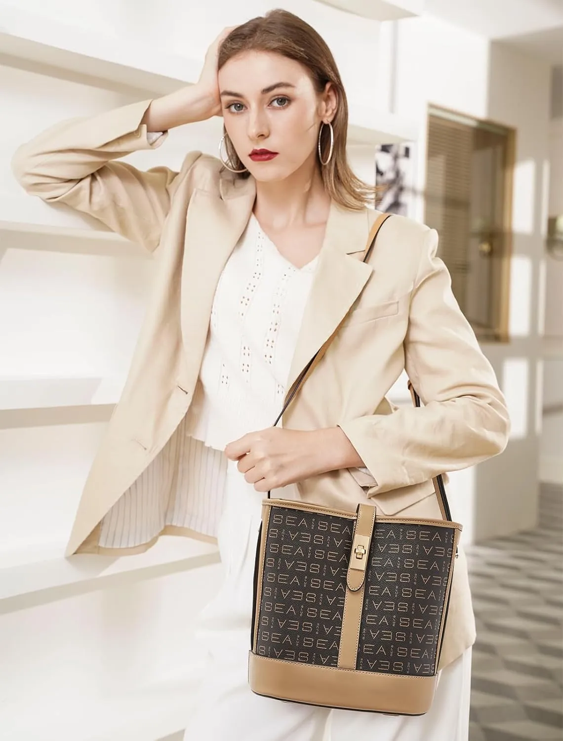 LAORENTOU Cowhide Leather Women Crossbody Bag Purse Tote Style Handbags Trendy for Ladies