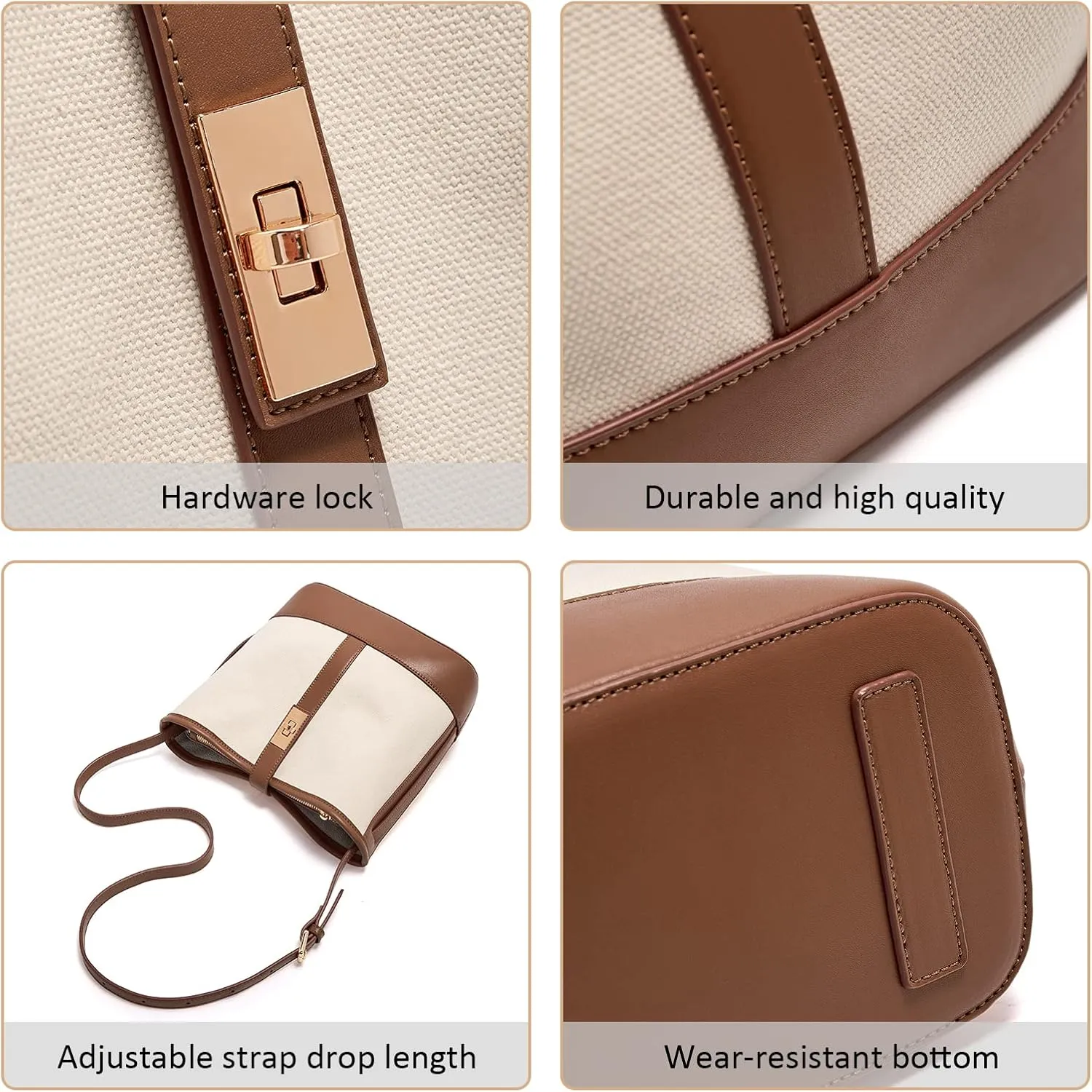 LAORENTOU Cowhide Leather Women Crossbody Bag Purse Tote Style Handbags Trendy for Ladies