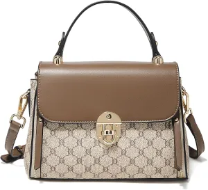 LAORENTOU Vegan Leather Top-handle Crossbody Bag for Women Satchel Trendy Handbags Printed Purse