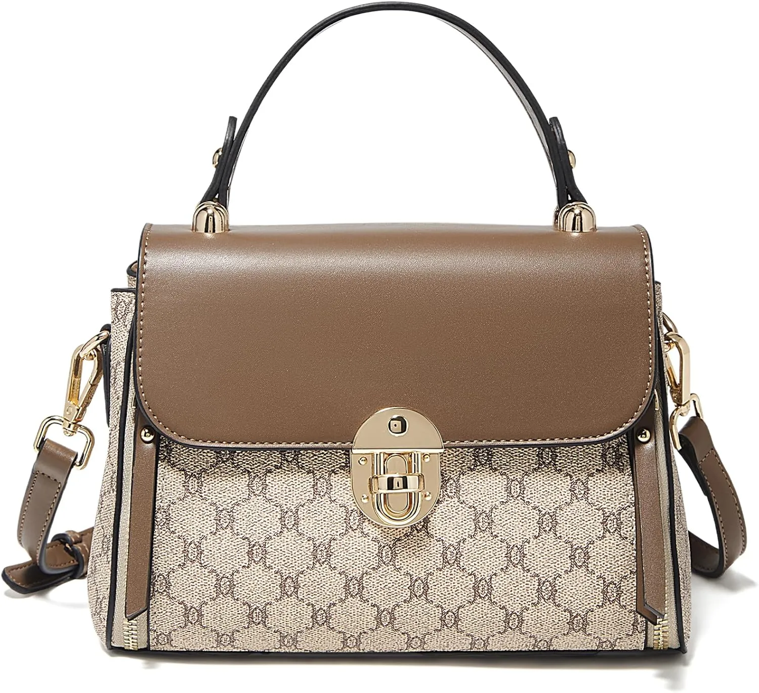 LAORENTOU Vegan Leather Top-handle Crossbody Bag for Women Satchel Trendy Handbags Printed Purse