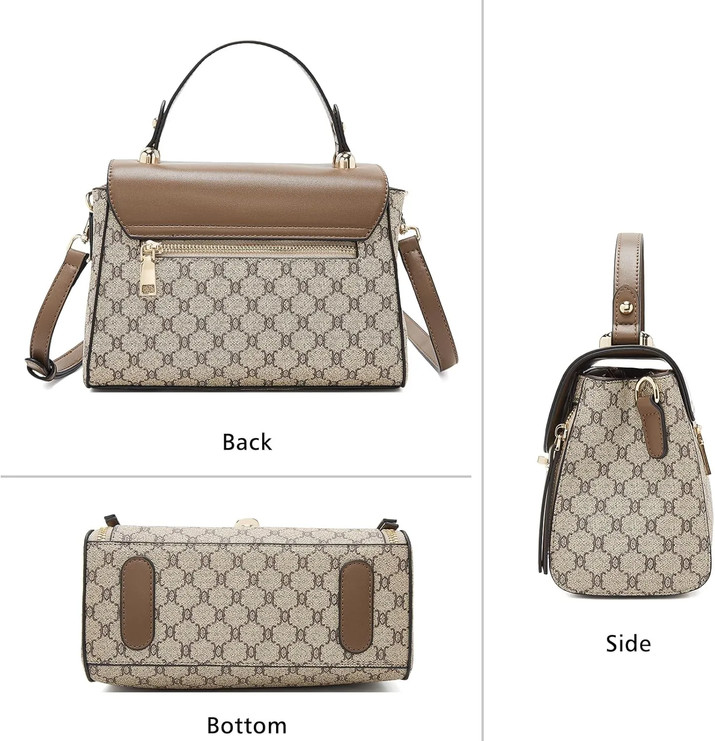 LAORENTOU Vegan Leather Top-handle Crossbody Bag for Women Satchel Trendy Handbags Printed Purse