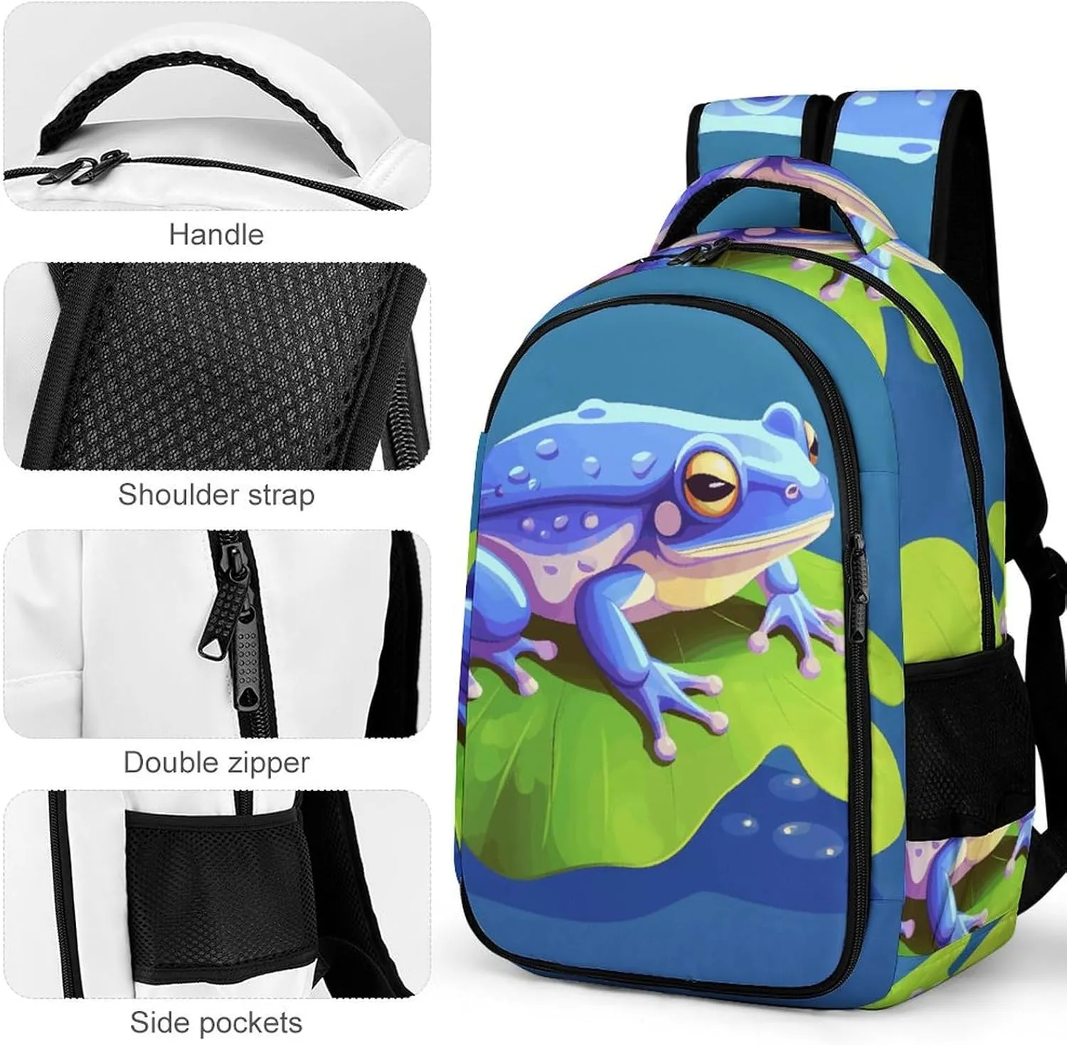 Laptop Backpack for Men Women Daypack A Cartoon Frog Computer Bag Travel Backpacks Laptop Bag