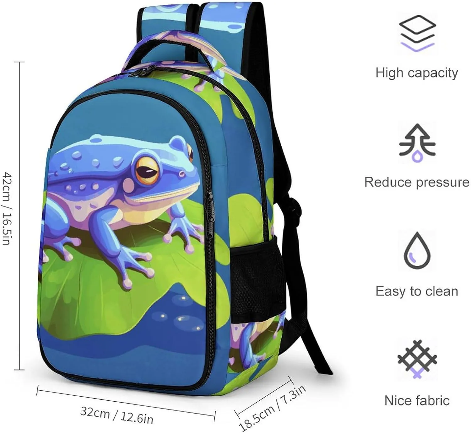 Laptop Backpack for Men Women Daypack A Cartoon Frog Computer Bag Travel Backpacks Laptop Bag