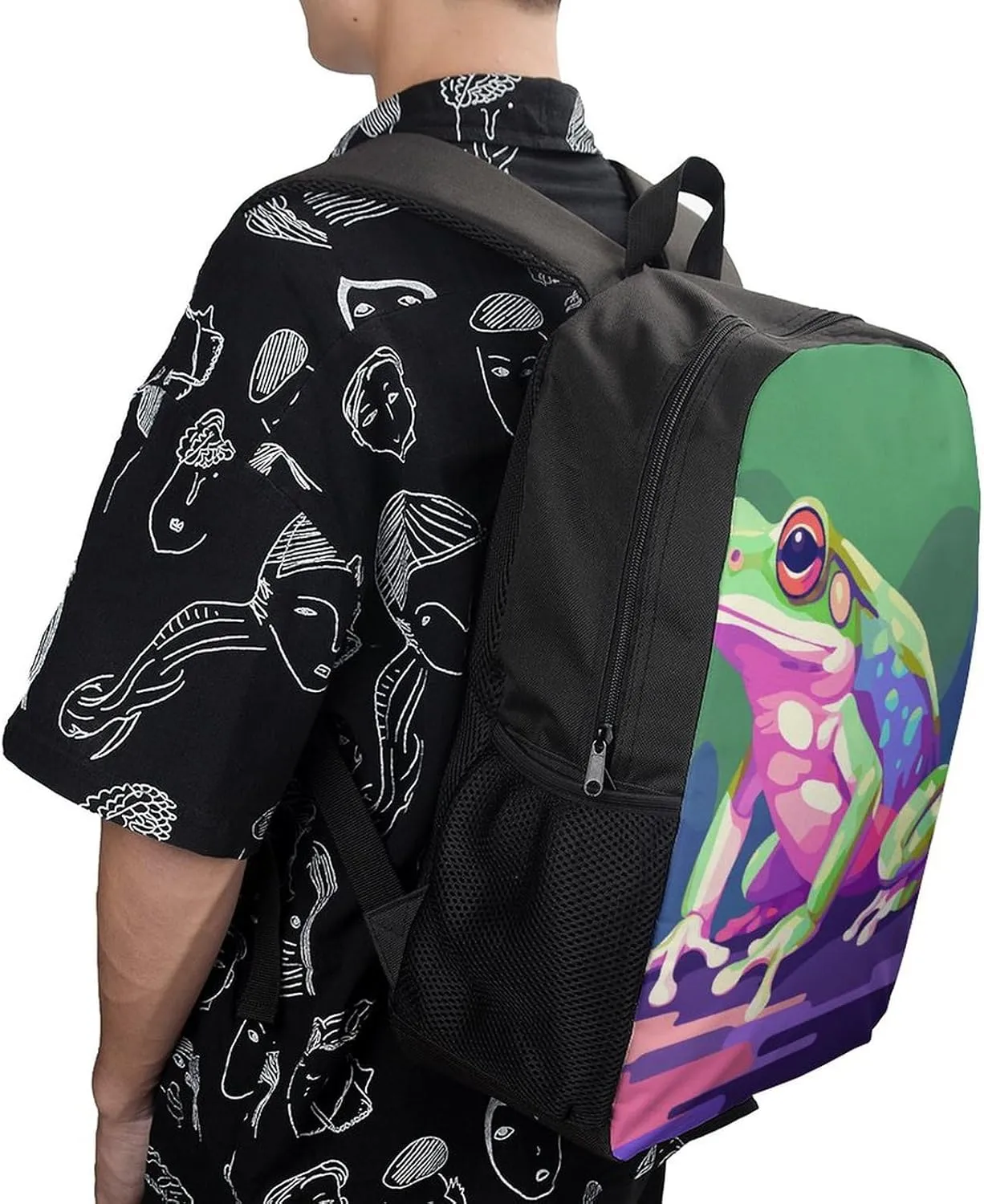 Laptop Backpack for Men Women Daypack Green Frog Pattern Computer Bag Travel Backpacks Laptop Bag