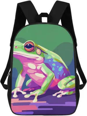 Laptop Backpack for Men Women Daypack Green Frog Pattern Computer Bag Travel Backpacks Laptop Bag