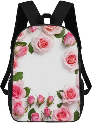 Laptop Backpack Lightweight Computer Bag Casual Daypack Flowers Surrounded Travel Backpacks for Women Men