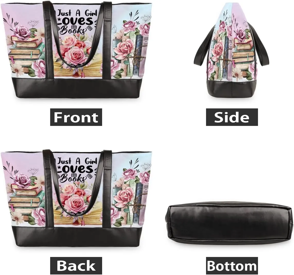 Laptop Tote Bag for Women Girls Large Canvas Shoulder Bag