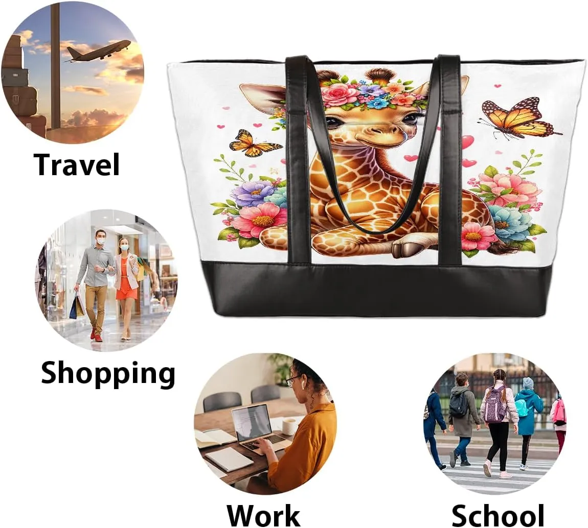 Laptop Tote Bag for Women Girls Large Canvas Shoulder Bag