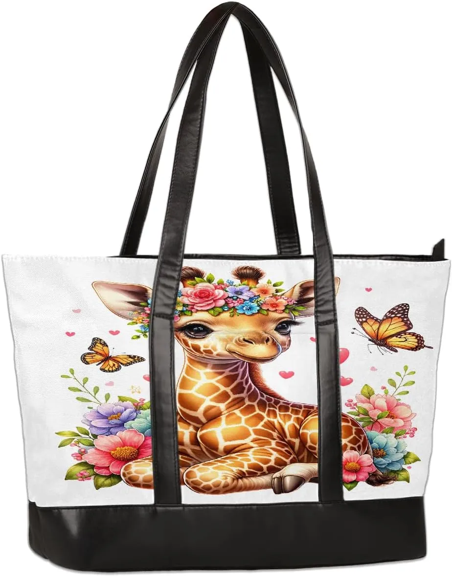 Laptop Tote Bag for Women Girls Large Canvas Shoulder Bag