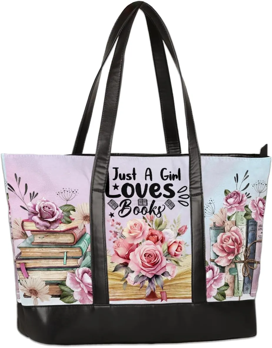 Laptop Tote Bag for Women Girls Large Canvas Shoulder Bag