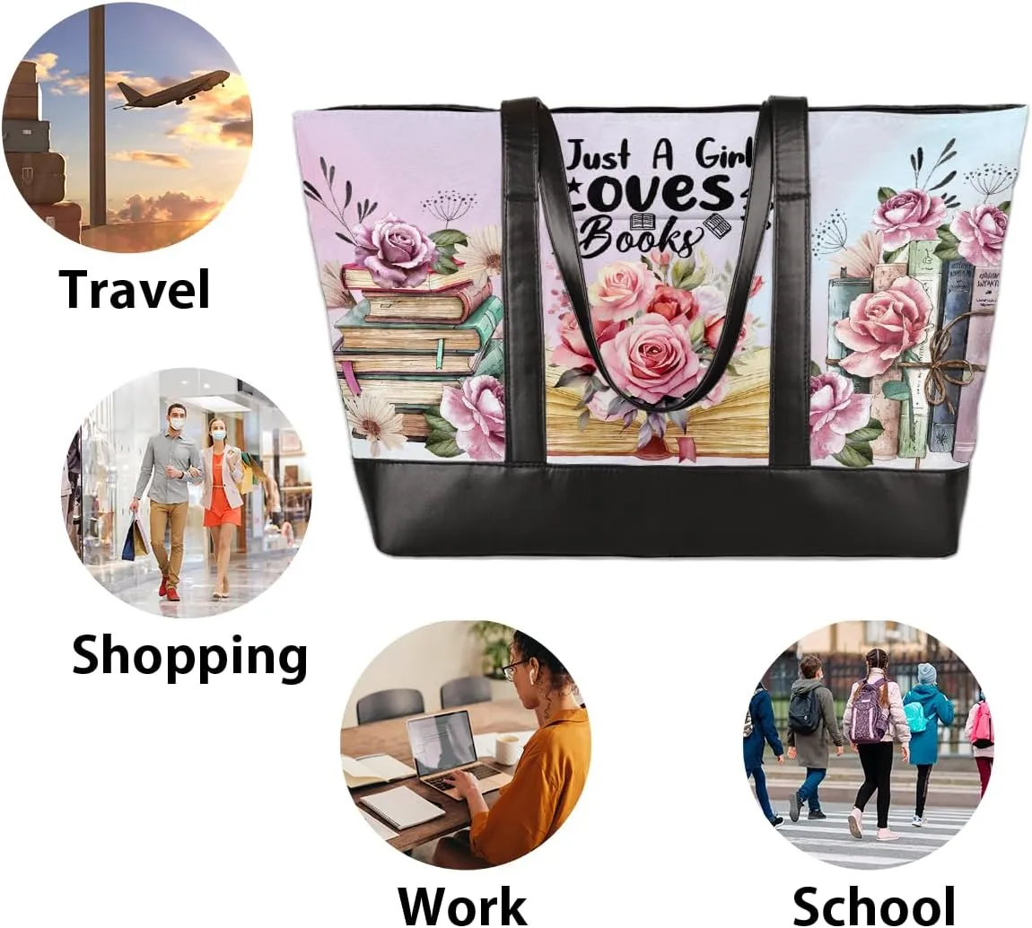 Laptop Tote Bag for Women Girls Large Canvas Shoulder Bag