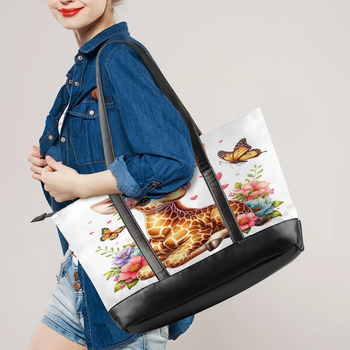 Laptop Tote Bag for Women Girls Large Canvas Shoulder Bag