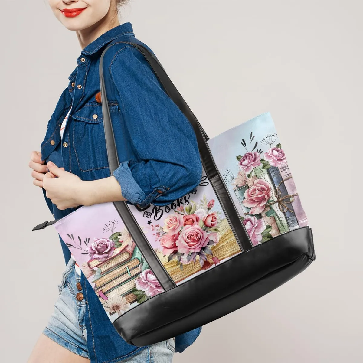 Laptop Tote Bag for Women Girls Large Canvas Shoulder Bag