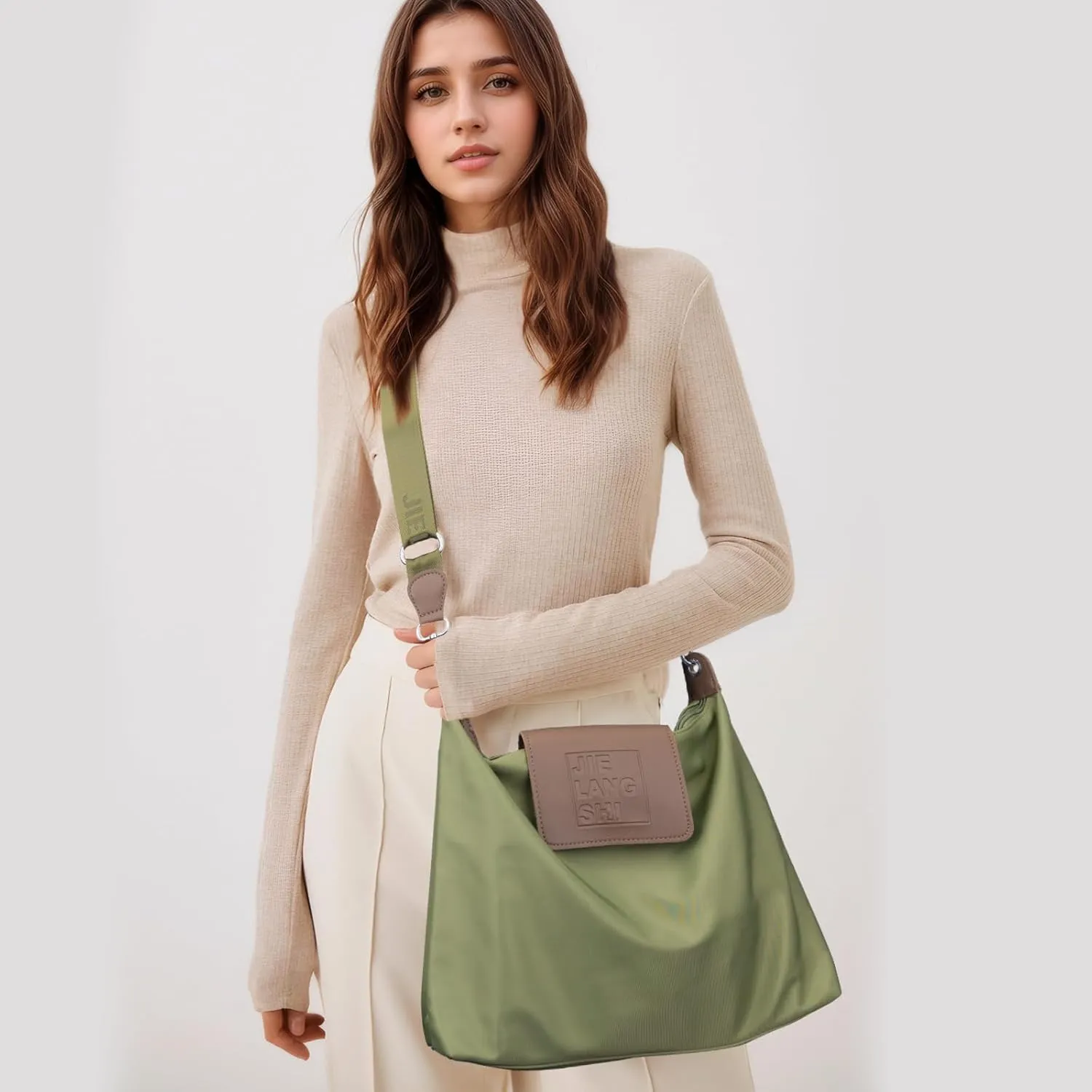 Large Crossbody Bag for Women Fabric Nylon Casual Commuter Bag Trendy Fashion Hobo Shoulder Bag Ladies Travel Handbag