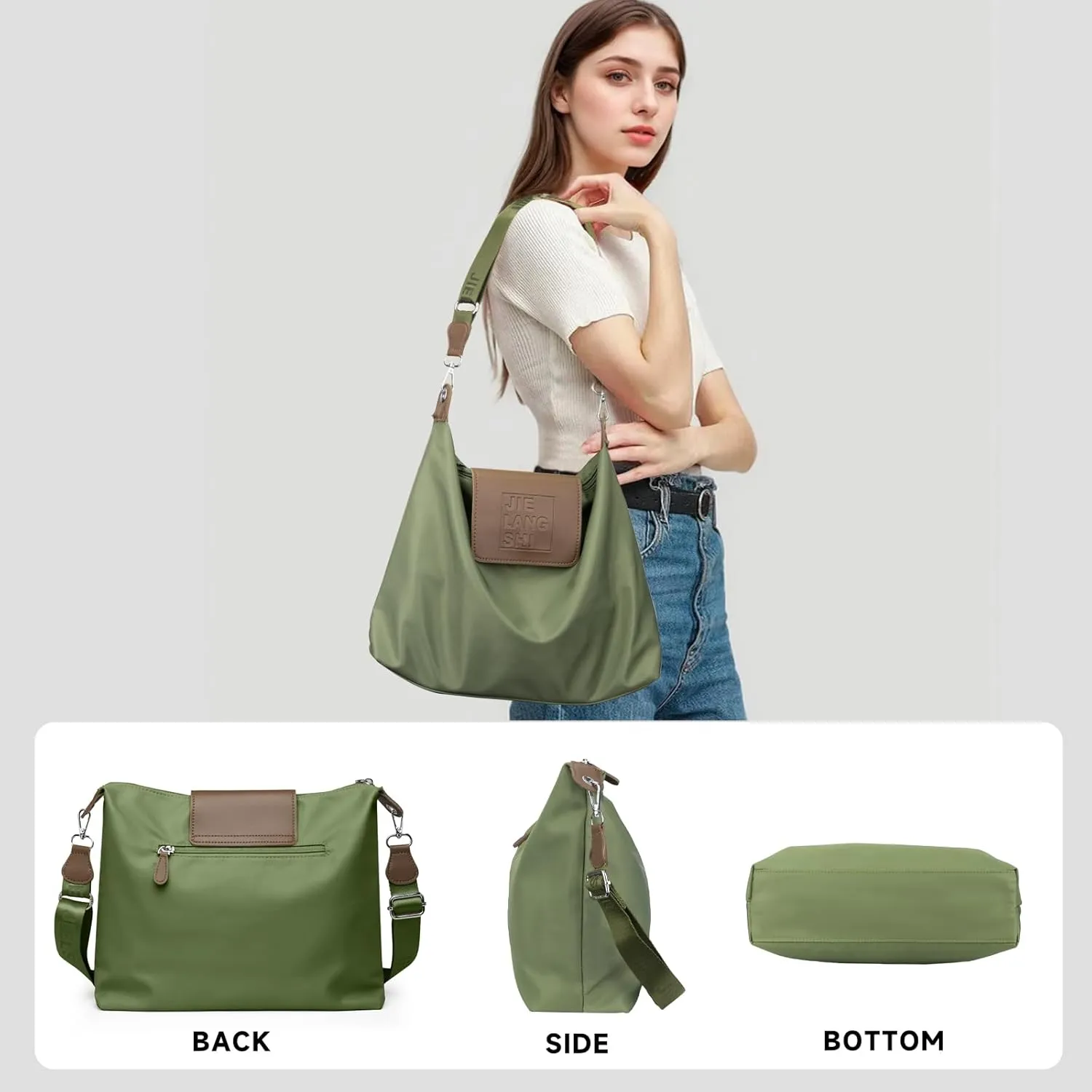 Large Crossbody Bag for Women Fabric Nylon Casual Commuter Bag Trendy Fashion Hobo Shoulder Bag Ladies Travel Handbag