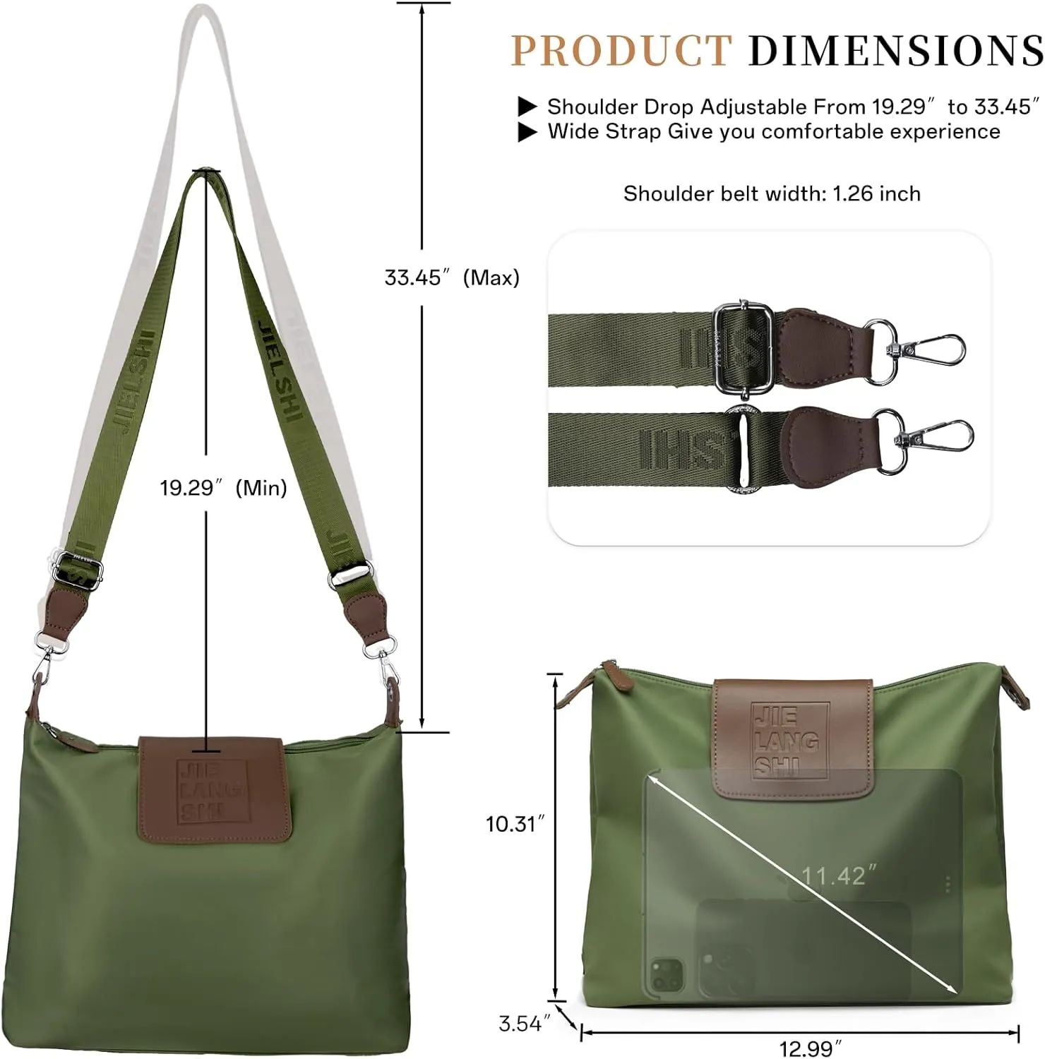 Large Crossbody Bag for Women Fabric Nylon Casual Commuter Bag Trendy Fashion Hobo Shoulder Bag Ladies Travel Handbag