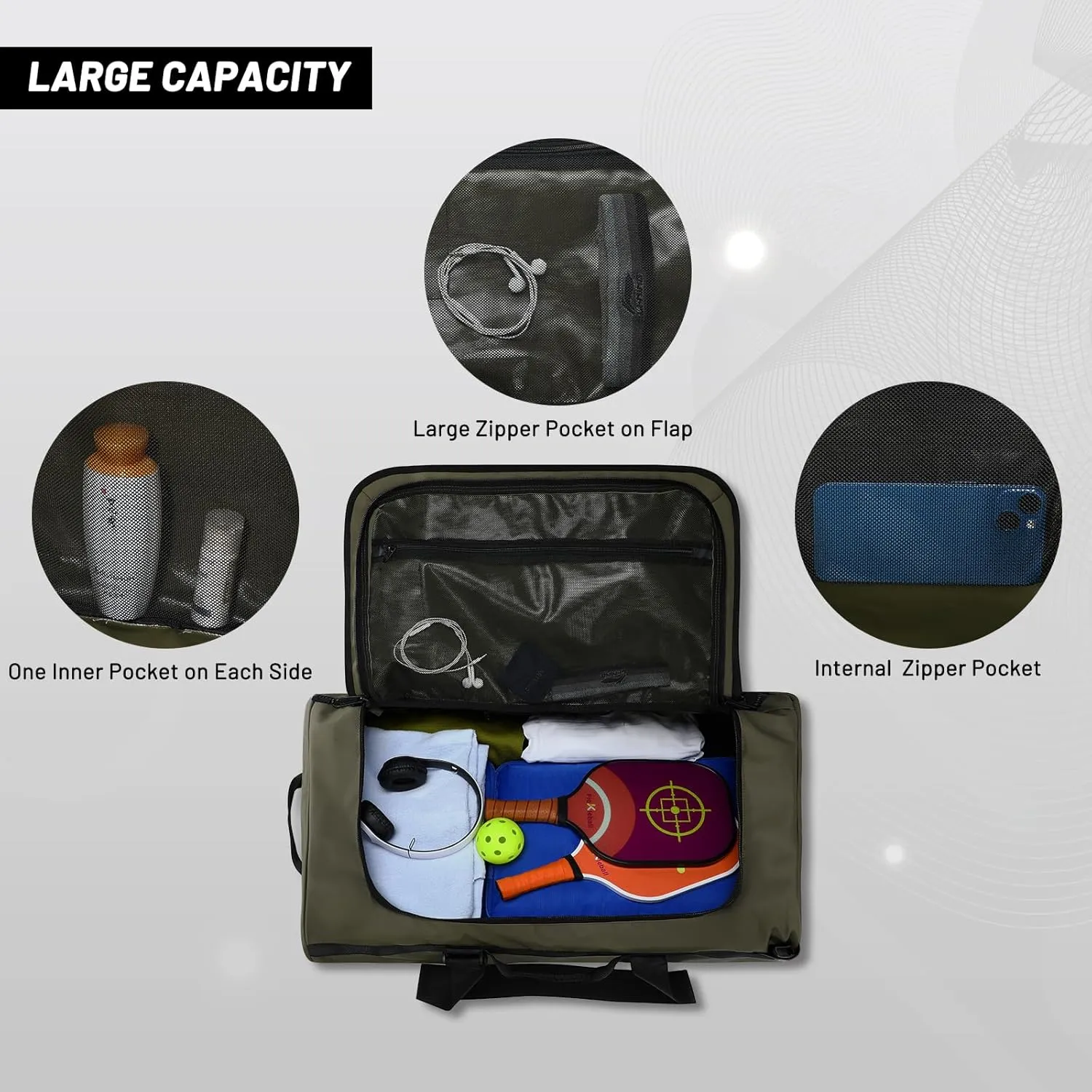 Large Duffel Backpack Bag, 3-Way Water Resistant Gym Duffle Bag with Shoe Compartment for Sports Workout