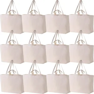 Large Sturdy Canvas Tote Bag -27" X 16" X 8" Extra Big Largest Grocery Shopping Beach Reusable Totes Bags
