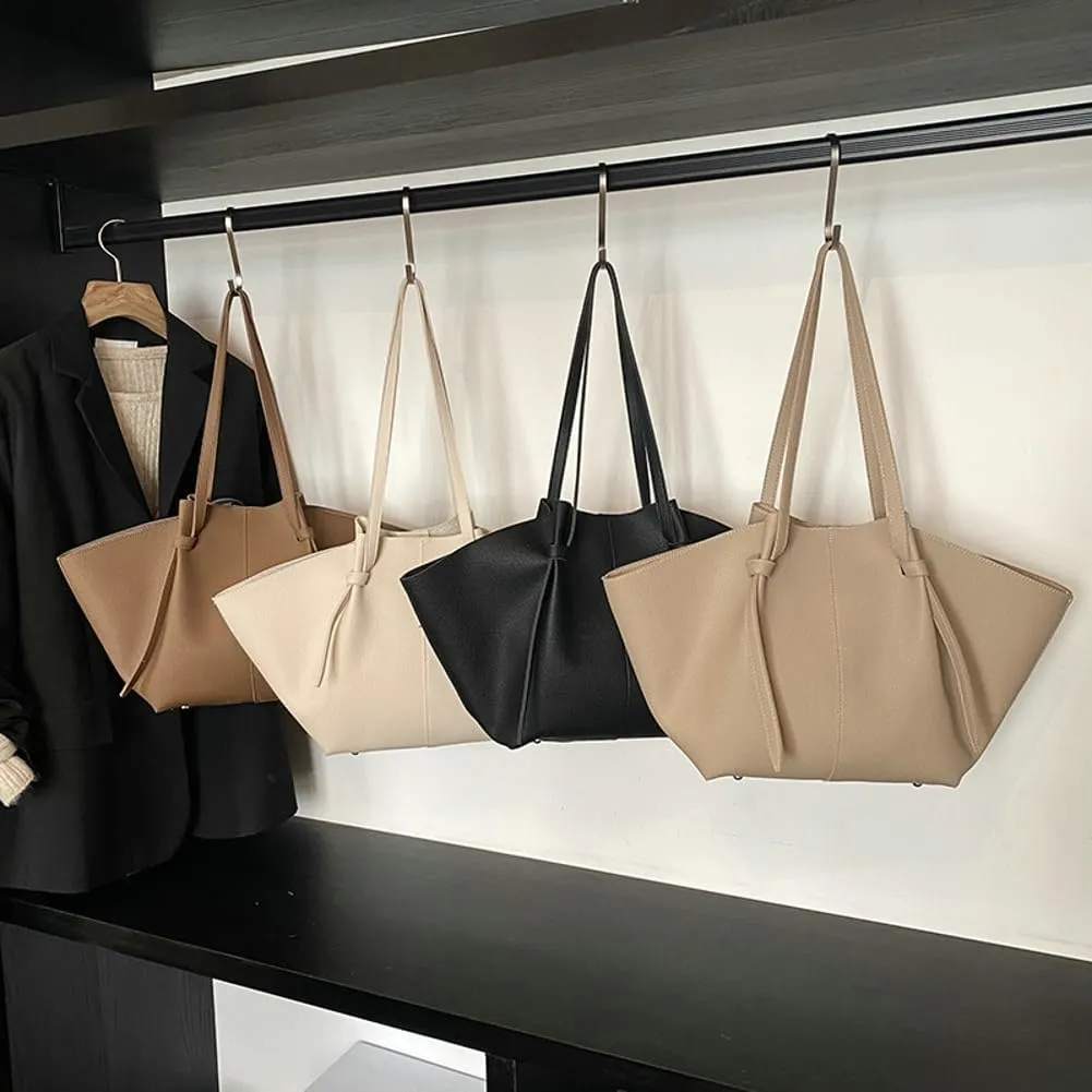 Large Tote Bag Women Trendy Pleated Shoulder Purses PU Leather Oversize Top Handle Handbags for Work Travel 2025