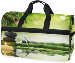 Large Travel Duffel Bag for Women Men Japanese Zen Massage Stone Sports Tote Gym Bag Shoulder Weekender Foldable Overnight Bags with Shoe Compartments, Lightweight