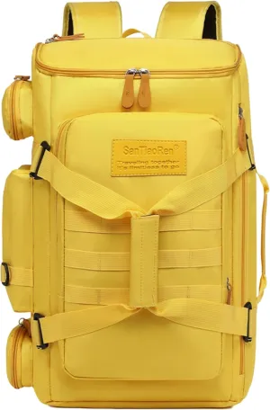 Large Travel Duffle Bags Backpack for Men Women, 50L Sports Gym Bag with Wet Pocket, Waterproof Carry On Backpack Weekender Overnight for Workout, Fitness, Outdoor, Business Yellow